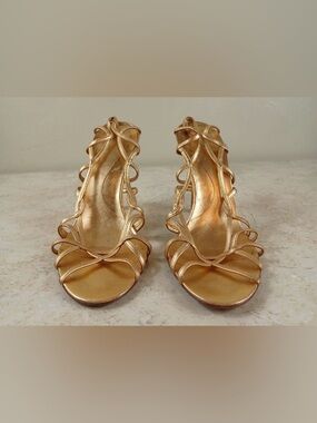 BCBGeneration Metallic Gold Strappy High-Heel Sandals